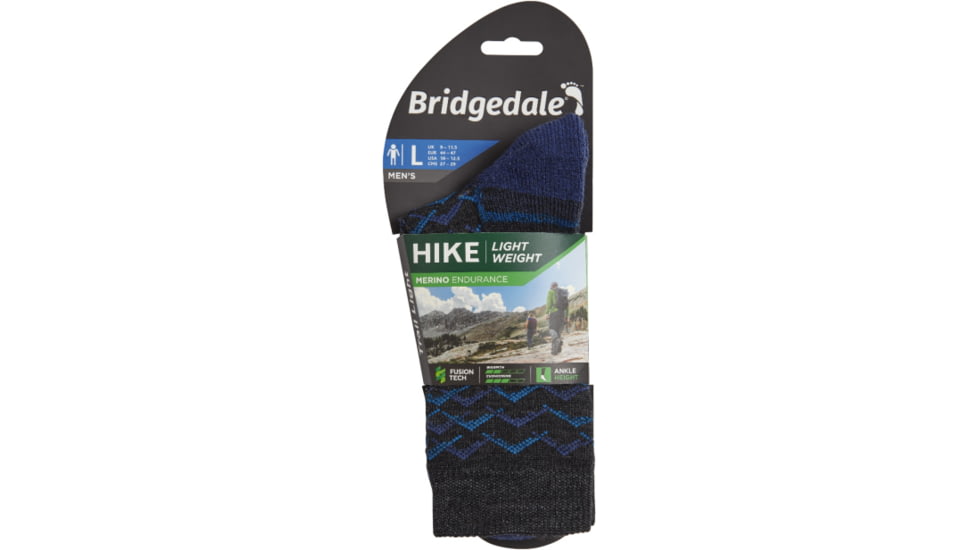 Bridgedale Hike Lightweight Merino Endurance Socks - Mens, Dark Grey/Blue, Extra Large, 710096-126-XL