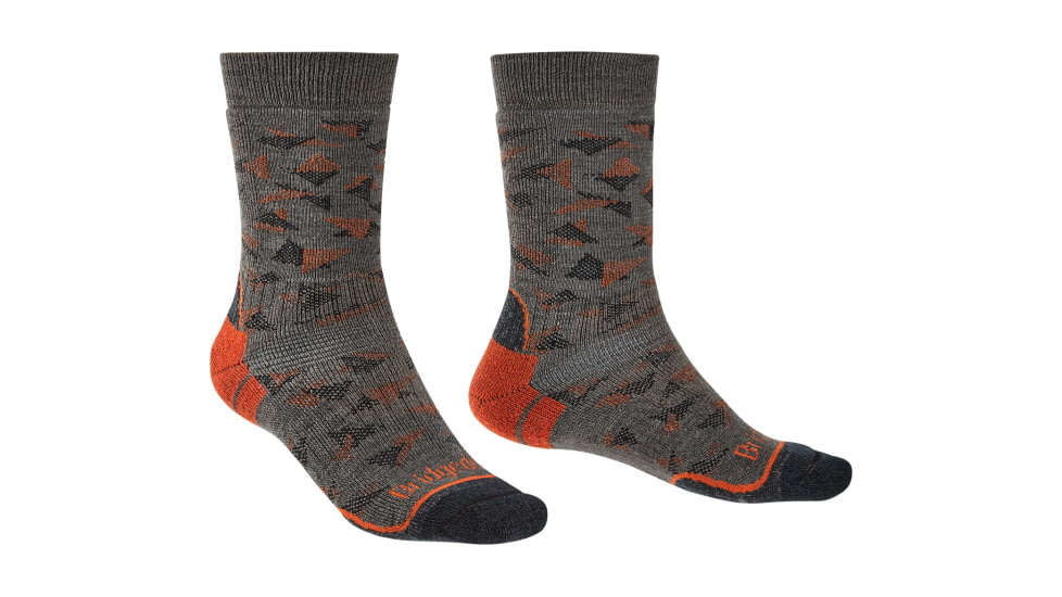 Bridgedale Hike Midweight Merino Endurance Boot Pattern Socks - Mens, Brown/Orange, Medium, 710092-117-M