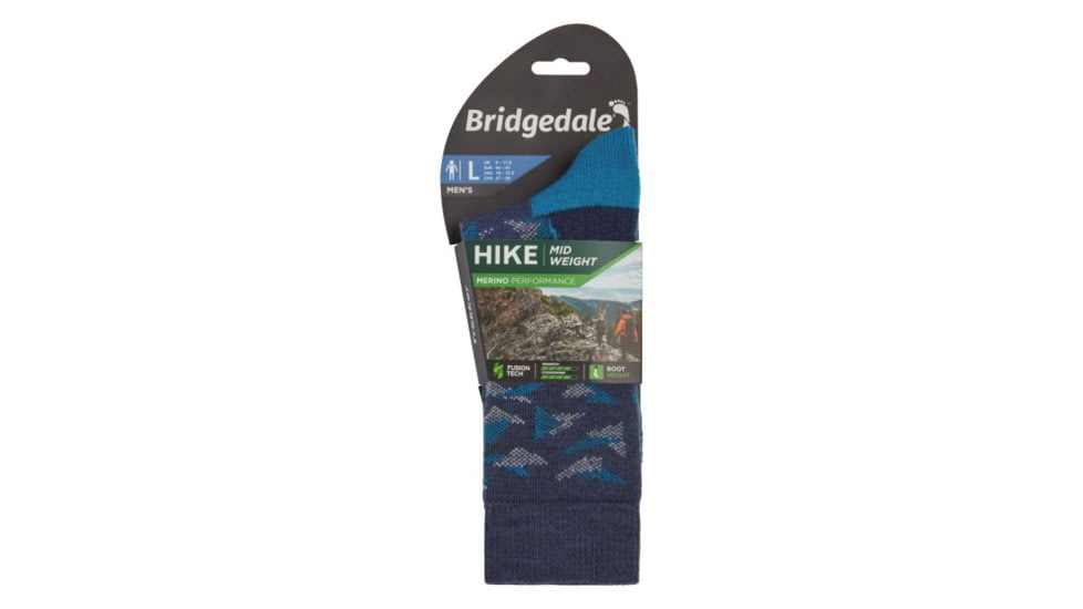 Bridgedale Hike Midweight Merino Endurance Boot Pattern Socks - Mens, Denim/Blue, Medium, 710092-119-M