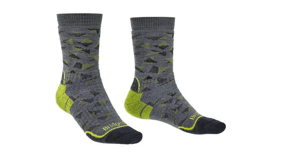 Bridgedale Hike Midweight Merino Endurance Boot Pattern Socks - Mens, Grey/Lime, Extra Large, 710092-118-XL