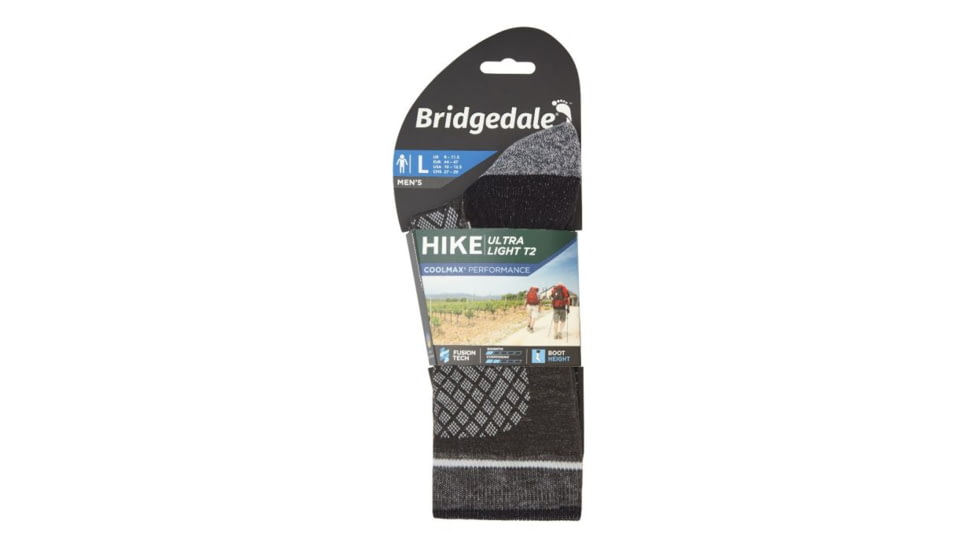 Bridgedale Hike Ultralight Coolmax Performance Boot Socks - Mens, Black, Large, 710134-818-L