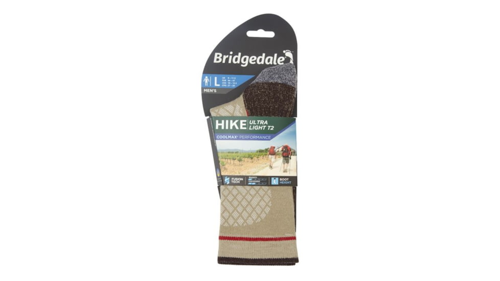Bridgedale Hike Ultralight Coolmax Performance Boot Socks - Mens, Stone, Medium, 710134-909-M