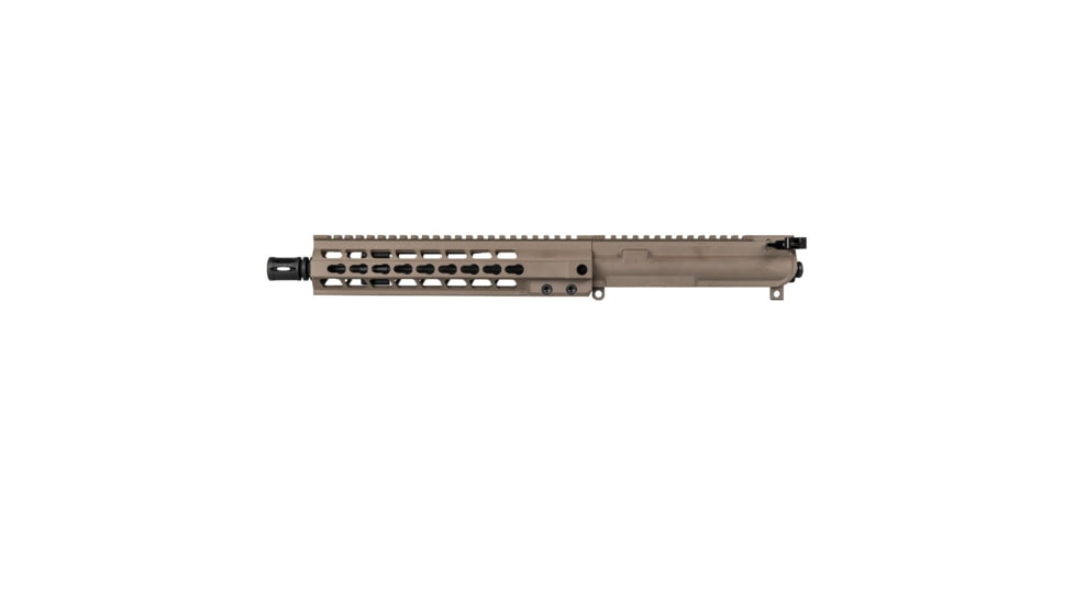 Brigade Manufacturing AR Complete Upper Receiver Forged, 5.56, 10.5 inch Barrel, FDE Charging Handle, 10 inch Rail, A2 Flash Hider, U5610520
