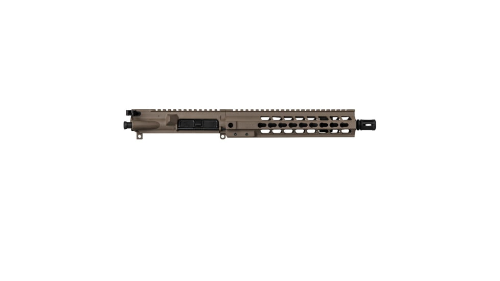Brigade Manufacturing AR Complete Upper Receiver Forged, 5.56, 10.5 inch Barrel, FDE Charging Handle, 10 inch Rail, A2 Flash Hider, U5610520
