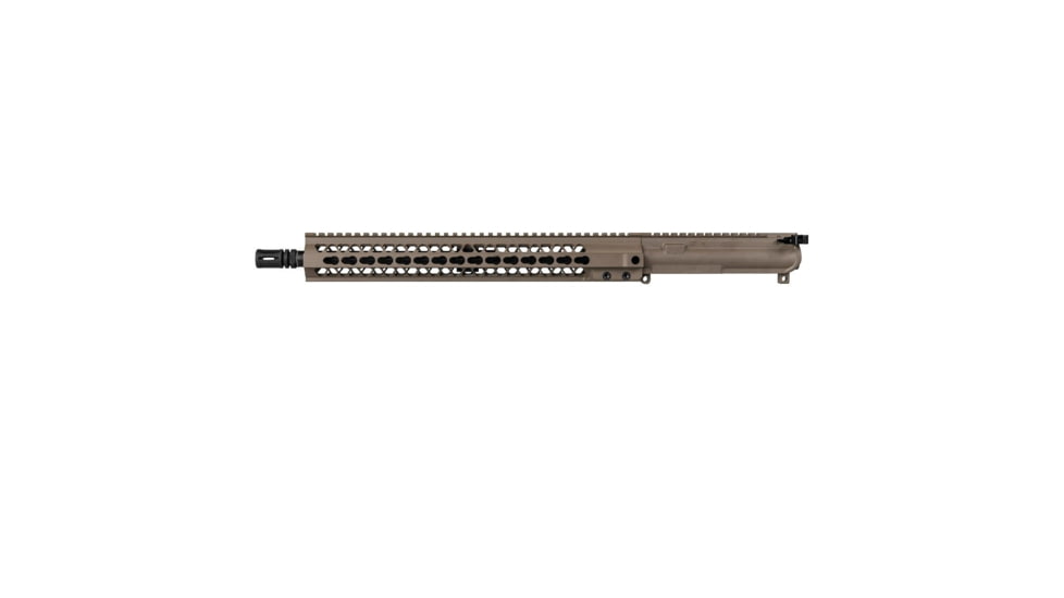 Brigade Manufacturing AR Complete Upper Receiver Forged, 5.56, 16 inch Barrel, FDE Charging Handle, 15 inch Rail, A2 Flash Hider, U5611620