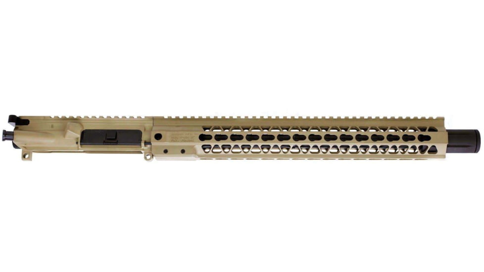 Brigade Manufacturing AR Complete Upper Receiver Forged, 9mm, 16 inch Barrel, FDE Mini Can, 15 inch Rail, No Charging Handle NO BCG, U091162V