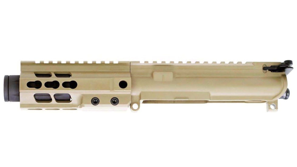 Brigade Manufacturing AR Complete Upper Receiver Forged, 9mm, 5.5 inch Barrel, FDE Mini Can, 5 inch Rail, No Charging Handle NO BCG, U091552V
