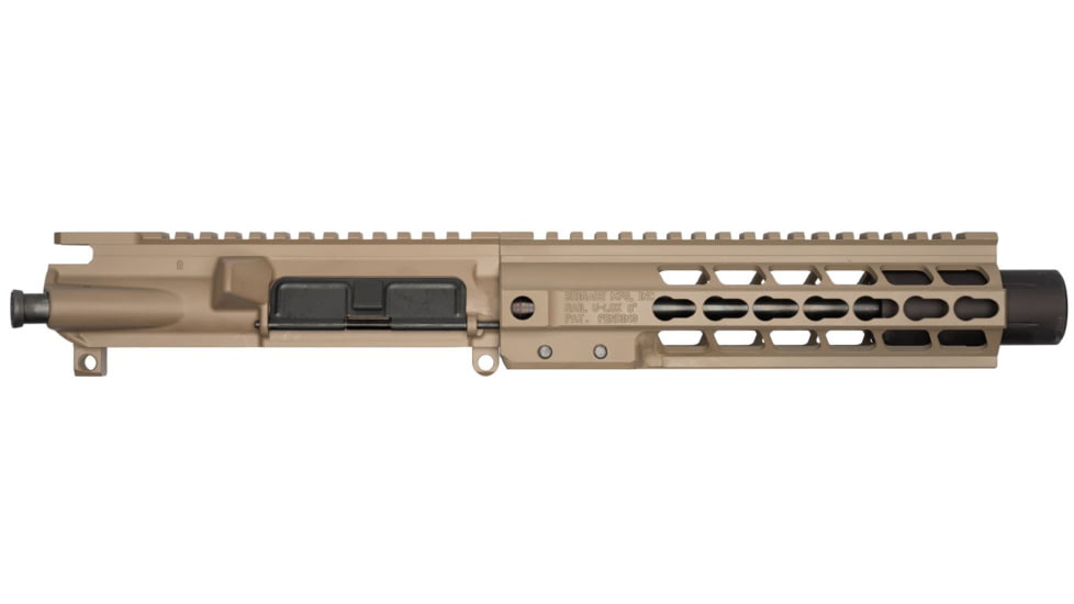 Brigade Manufacturing AR Complete Upper Receiver Forged, 9mm, 9 inch Barrel, FDE Mini Can, 8 inch Rail, No Charging Handle NO BCG, U091902V