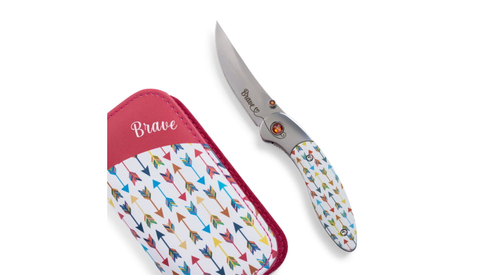 Brighten Blades Brave Folding Knife w/ Case, 2.56in, 8Cr13MoV Stainless Steel, Clip Point, Multi, BB-107