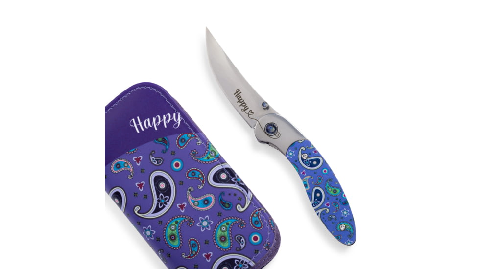 Brighten Blades Happy Folding Knife w/ Case, 2.56in, 8Cr13MoV Stainless Steel, Clip Point, Multi, BB-102