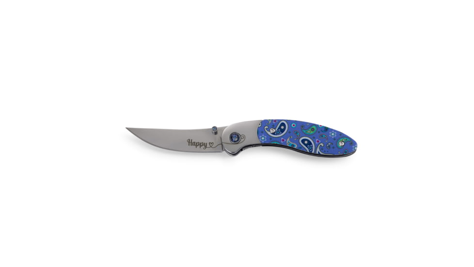 Brighten Blades Happy Folding Knife w/ Case, 2.56in, 8Cr13MoV Stainless Steel, Clip Point, Multi, BB-102