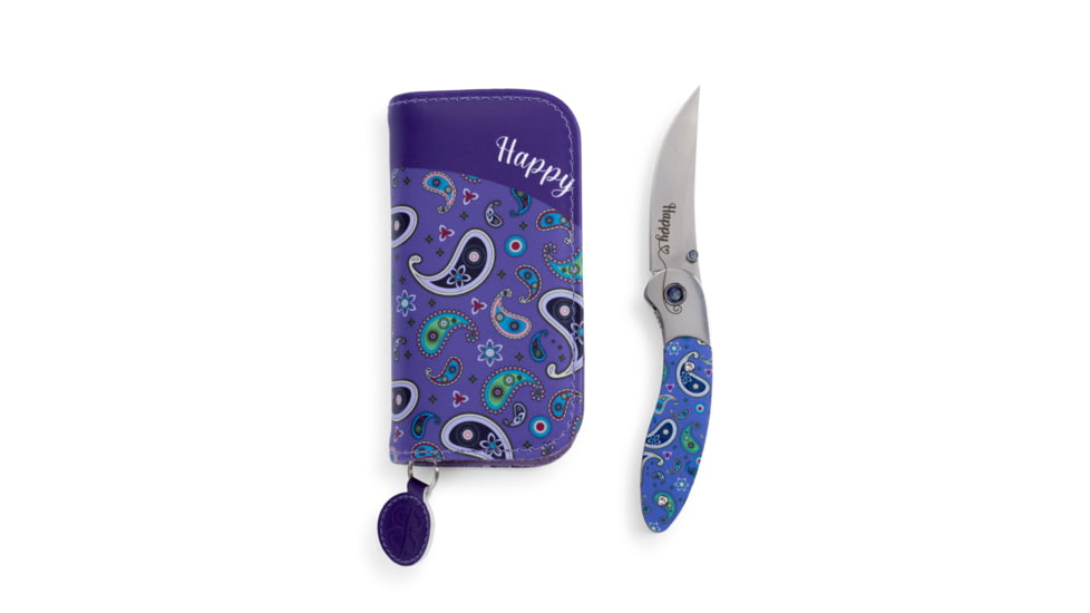 Brighten Blades Happy Folding Knife w/ Case, 2.56in, 8Cr13MoV Stainless Steel, Clip Point, Multi, BB-102
