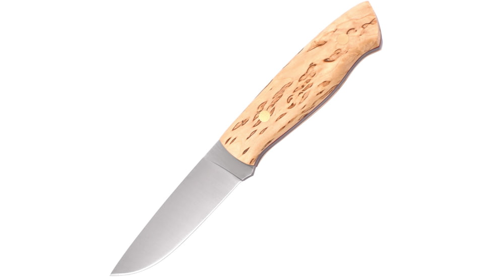 Brisa Trapper 95 Fixed Blade Birch Knife, 3.75 satin finish Elmax steel Flat grind blade, Curly Birch handle, 069-2034-1558