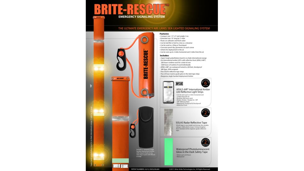 Brite Strike Technologies BRITE-RESCUE SIGNAL SYSTEM, ORANGE, 1.5X5INCH, BRSS-06