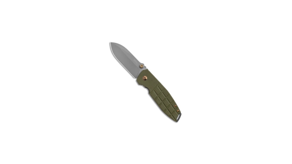 BRNLY SQD-2 Folding Knife, 2.875in, Bohler M390 Stainless Steel, Spear Point Blade, Titanium, G-10, OD Green Handle, OD Green/Gray, 7.00 inch, BHQ-178718