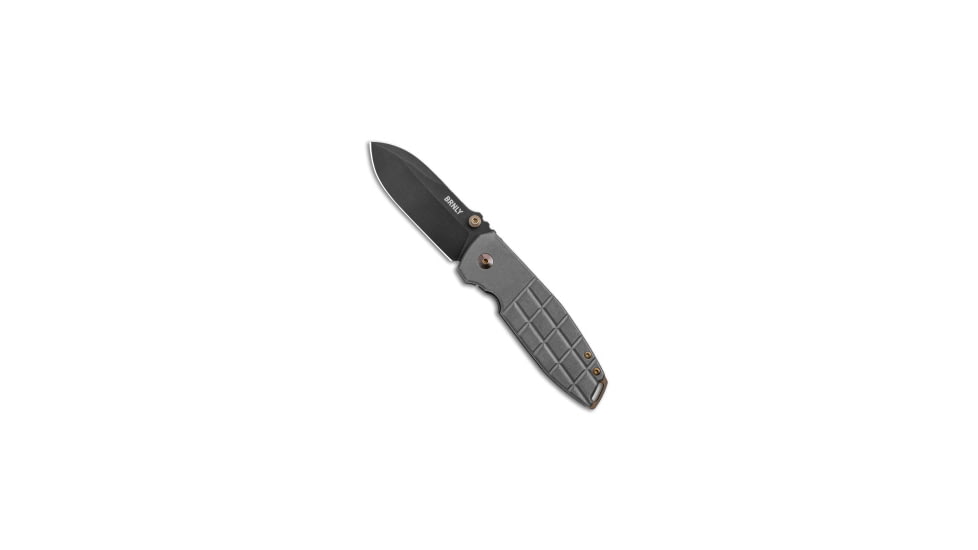 BRNLY SQD-2 Folding Knife, 2.875in, Bohler M390 Stainless Steel, Spear Point Blade, Titanium, Gray Handle, Gray/Black, 7.00 inch, BHQ-178717