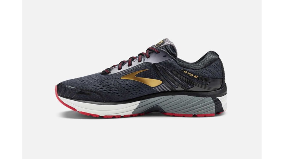Brooks Adrenaline GTS 18 Mens Road Running Shoes, Black/Gold/Red, 7 US, Wide, 1102712E068.070