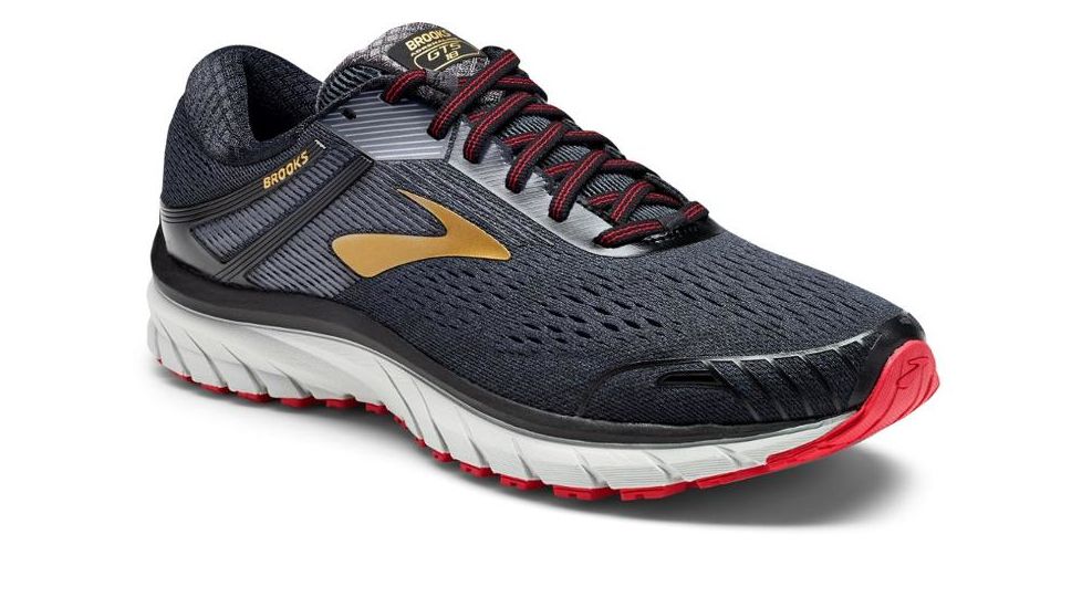 Brooks Adrenaline GTS 18 Road Running Shoes - Normal - Mens, Black/Gold/Red, 9 US, 1102711D068.090