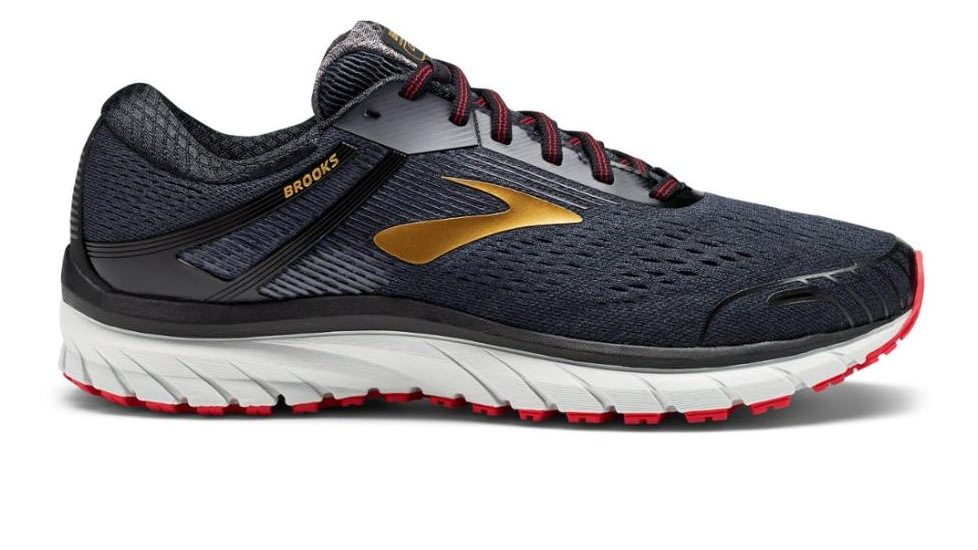 Brooks Adrenaline GTS 18 Road Running Shoes - Normal - Mens, Black/Gold/Red, 9 US, 1102711D068.090
