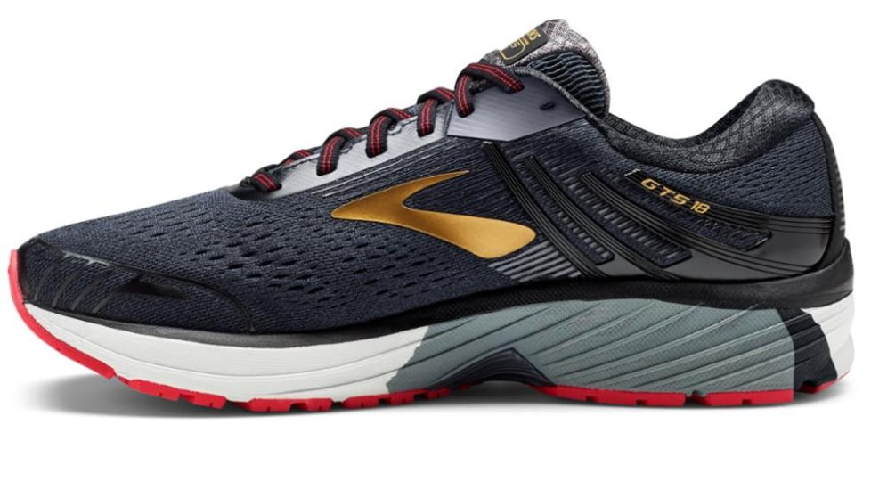 Brooks Adrenaline GTS 18 Road Running Shoes - Normal - Mens, Black/Gold/Red, 9 US, 1102711D068.090
