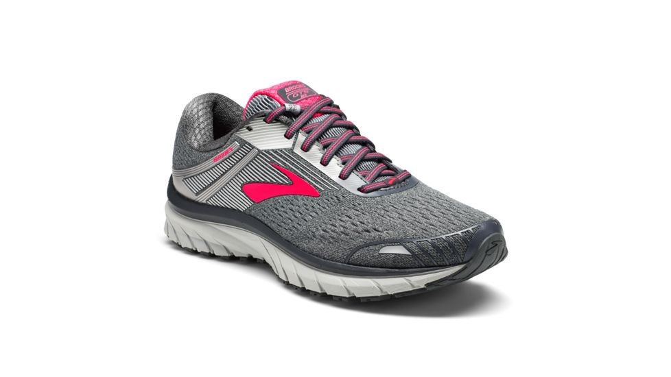 Brooks Adrenaline GTS 18 Road Running Shoes - Normal - Womens, Ebony/Silver/Pink, 7 US, 1202681B079.070