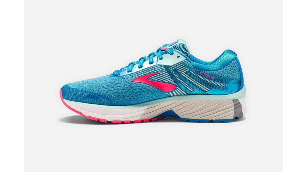 Brooks Adrenaline GTS 18 Womens Road Running Shoes, Blue/Mint/Pink, 5 US, Medium, 1202681B408.050
