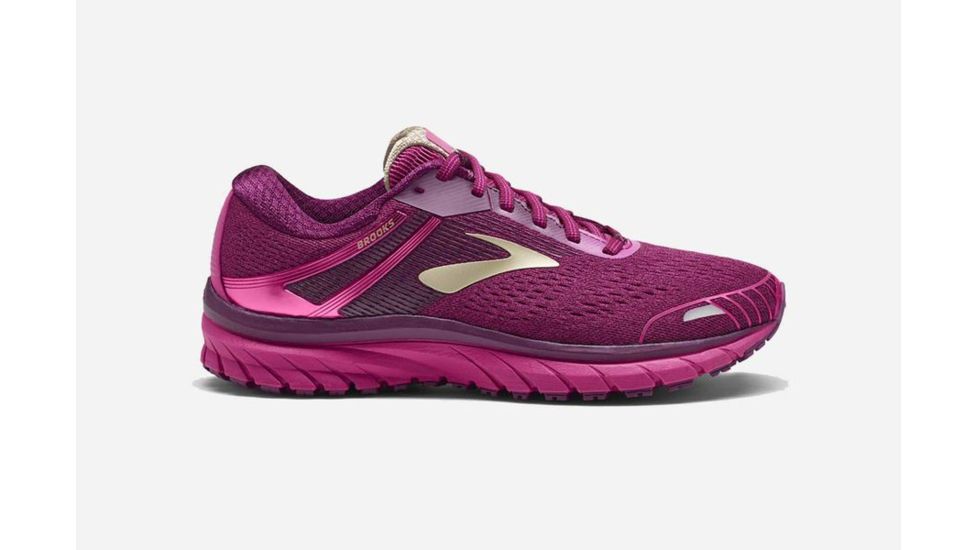 Brooks Adrenaline GTS 18 Womens Road Running Shoes, Pink/Plum/Champagne, 5 US, Medium, 1202681B630.050