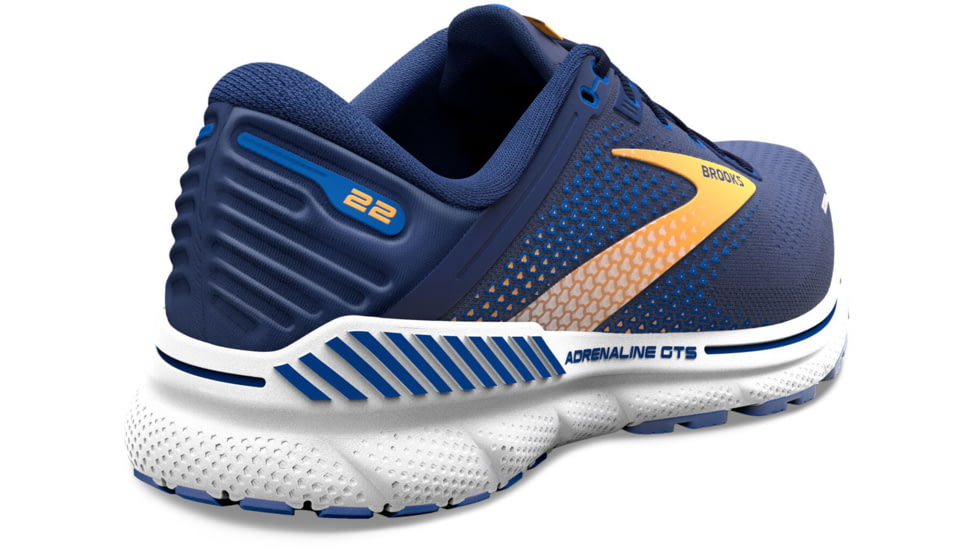Brooks Adrenaline GTS 22 Running Shoes - Mens, Medium, Peacoat/Orange/White, 15.0, 1103661D458.150