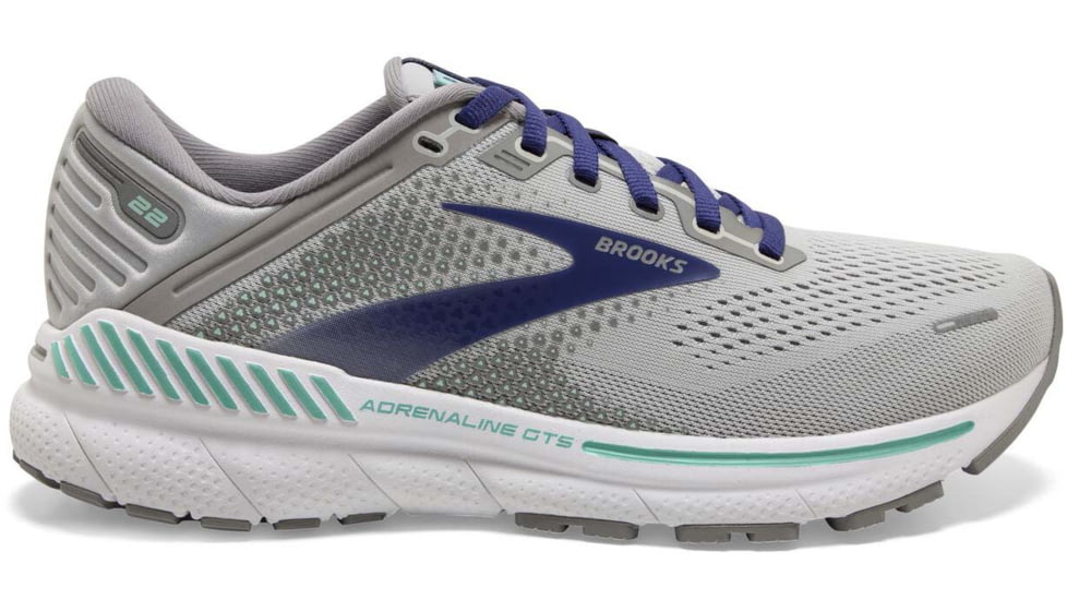 Brooks Adrenaline GTS 22 Running Shoes - Womens, Medium, Alloy/Blue/Green, 6.5, 1203531B045.065