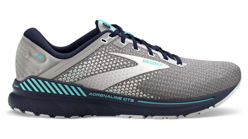 Brooks Adrenaline GTS 22 Running Shoes - Womens, Medium, Grey/Peacoat/Aruba, 10.0, 1203531B036.100