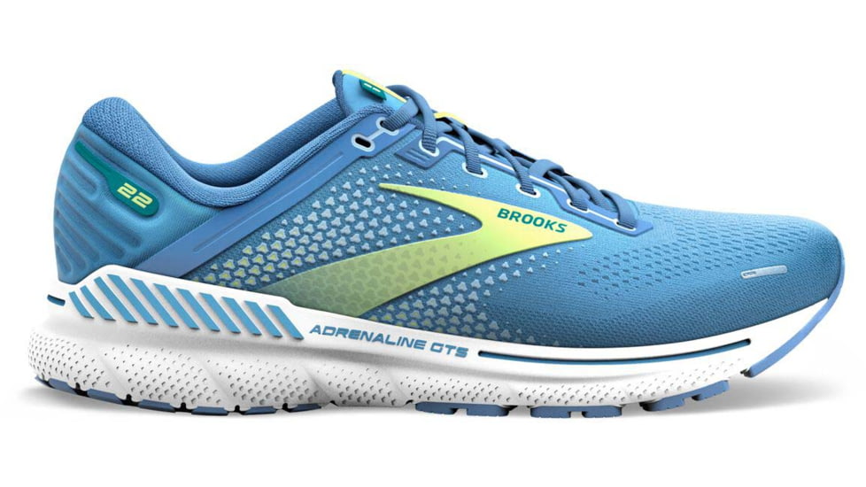 Brooks Adrenaline GTS 22 Running Shoes - Womens, Medium, Silver Lake Blue/Green/White, 7.0, 1203531B415.070