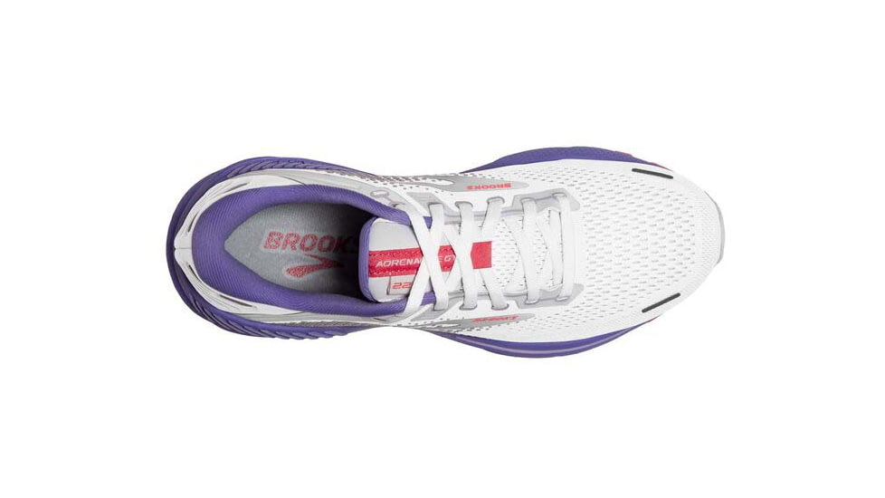 Brooks Adrenaline GTS 22 Running Shoes - Womens, Medium, White/Coral/Purple, 10.0, 1203531B105.100