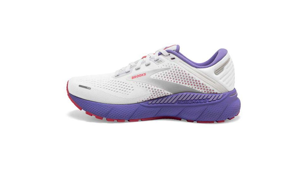 Brooks Adrenaline GTS 22 Running Shoes - Womens, Medium, White/Coral/Purple, 10.0, 1203531B105.100