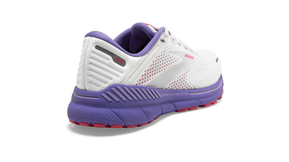 Brooks Adrenaline GTS 22 Running Shoes - Womens, Medium, White/Coral/Purple, 10.0, 1203531B105.100