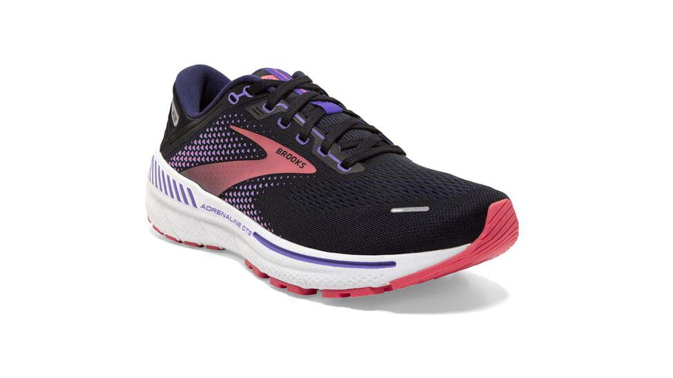 Brooks Adrenaline GTS 22 Running Shoes - Womens, Medium, Black/Purple/Coral, 5.0, 1203531B080.050