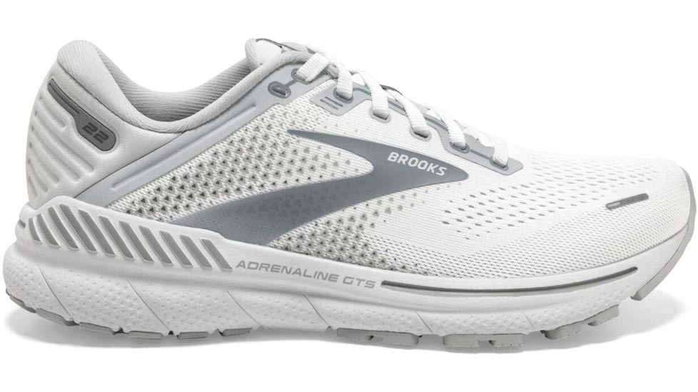 Brooks Adrenaline GTS 22 Running Shoes - Womens, Medium, White/Oyster/Primer Grey, 9.0, 1203531B134.090