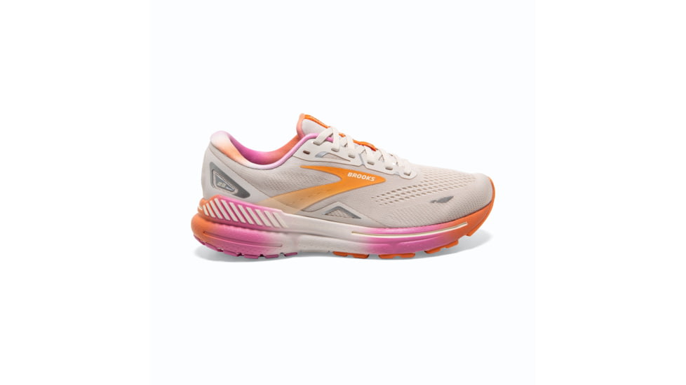 Brooks Adrenaline GTS 23 Running Shoes - Womens, White Sand/Sunset/Fuchsia, 8.0, 1203811B117.080