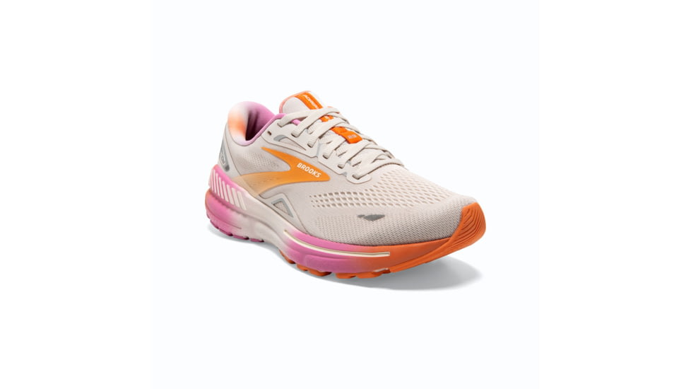 Brooks Adrenaline GTS 23 Running Shoes - Womens, White Sand/Sunset/Fuchsia, 8.0, 1203811B117.080