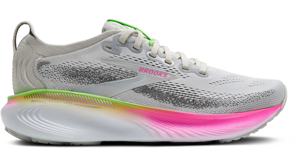 Brooks Adrenaline GTS 25 Road Running Shoes - Womens, Oyster/Pink/Green, 7.5, 1B, 1204431B053.075