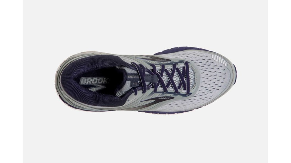 Brooks Beast 18 Mens Road Running Shoes, Grey/Navy/White, 8 US, Wide, 1102822E015.080