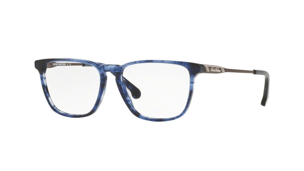 Brooks Brothers BB2034 Single Vision Prescription Eyeglasses 6113-52 - Navy Horn/brown Frame