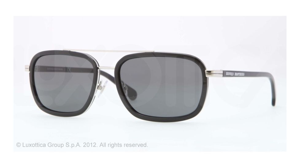 Brooks Brothers BB4017 Single Vision Prescription Sunglasses BB4017-163787-56 - Lens Diameter 56 mm, Frame Color Silver/Black