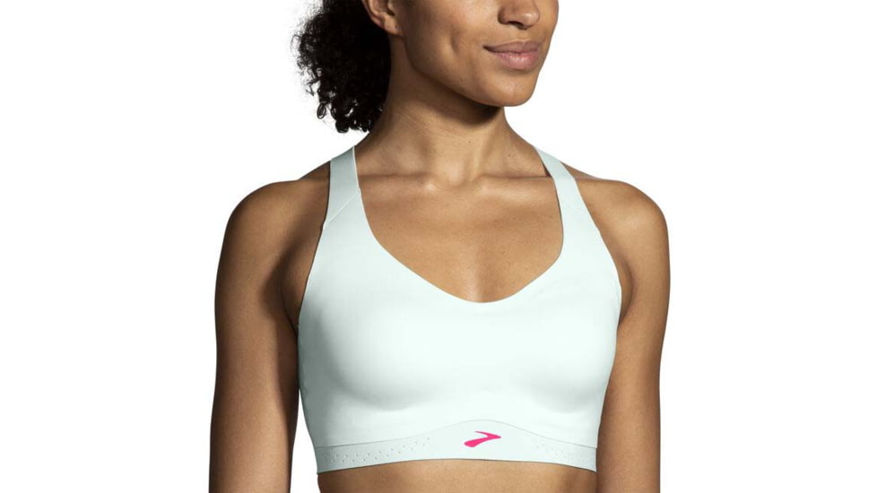 Brooks Dare Strappy Run Bra 2.0 - Womens, Mint Mix/Hyper Pink, 40, 350088368.040AB