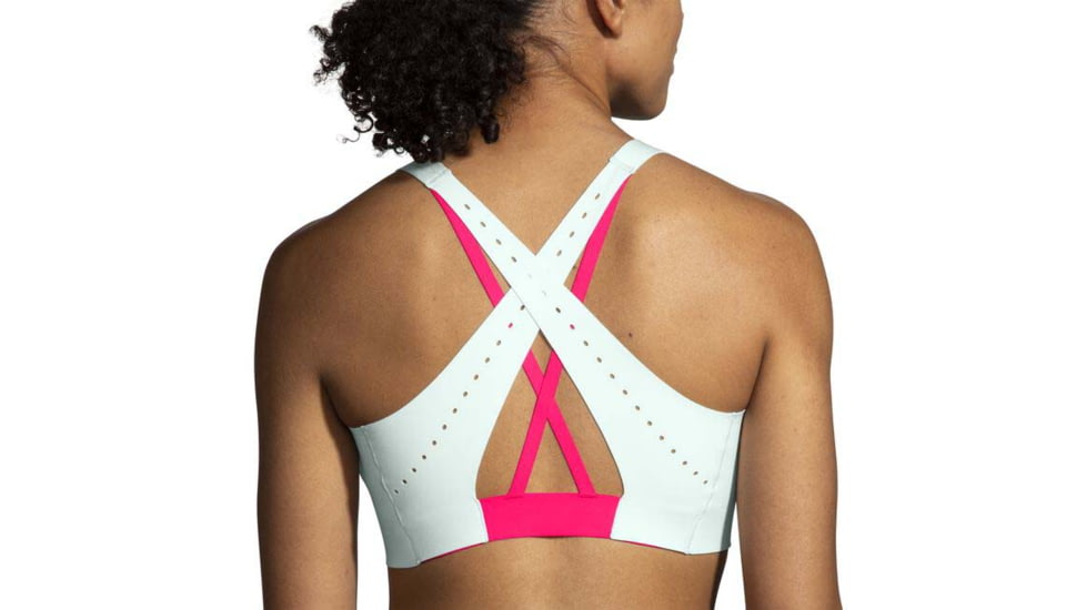 Brooks Dare Strappy Run Bra 2.0 - Womens, Mint Mix/Hyper Pink, 40, 350088368.040AB