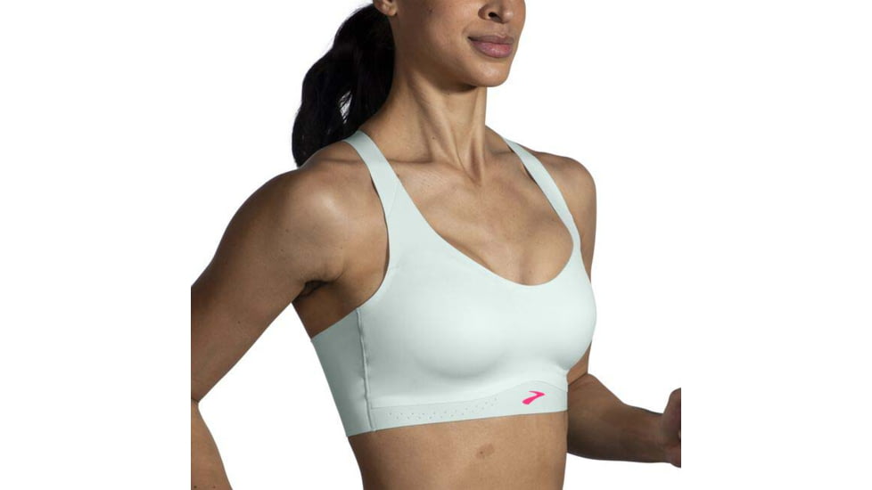 Brooks Dare Strappy Run Bra 2.0 - Womens, Mint Mix/Hyper Pink, 40, 350088368.040AB