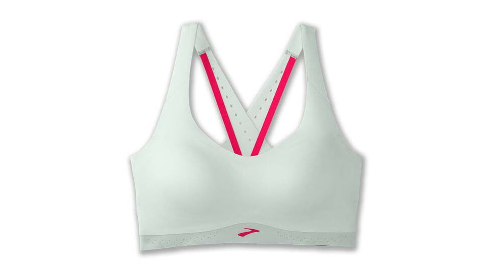 Brooks Dare Strappy Run Bra 2.0 - Womens, Mint Mix/Hyper Pink, 40, 350088368.040AB