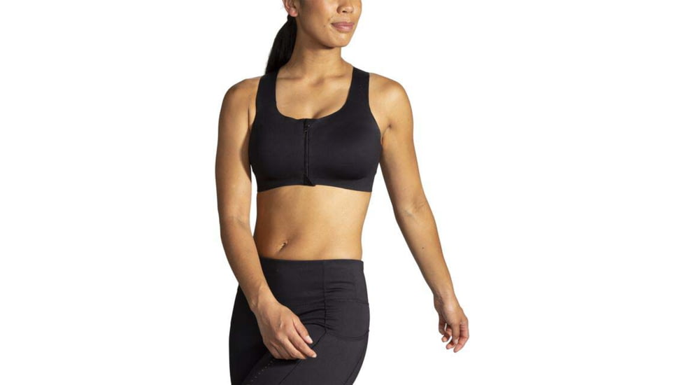 Brooks Dare Zip Run Bra 2.0 - Womens, Black, 40AB, 350083001.040AB