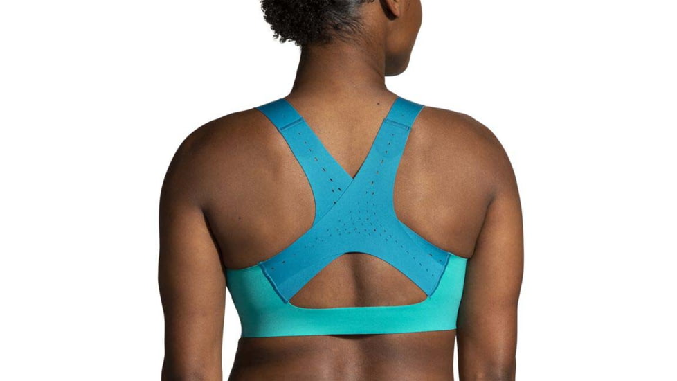 Brooks Dare Zip Run Bra 2.0 - Womens, Nile Green/Lagoon/Light Mint, 34DE, 350083369.034DE
