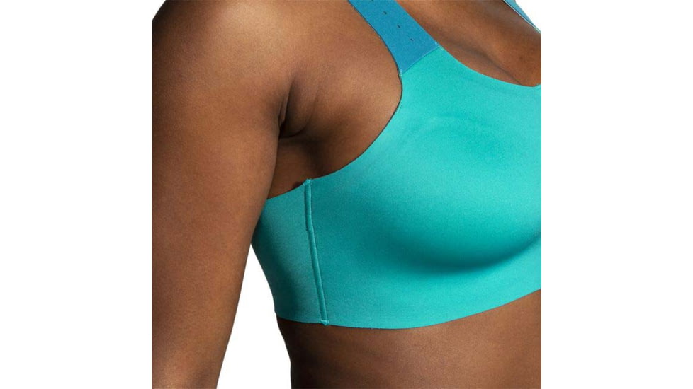 Brooks Dare Zip Run Bra 2.0 - Womens, Nile Green/Lagoon/Light Mint, 34DE, 350083369.034DE