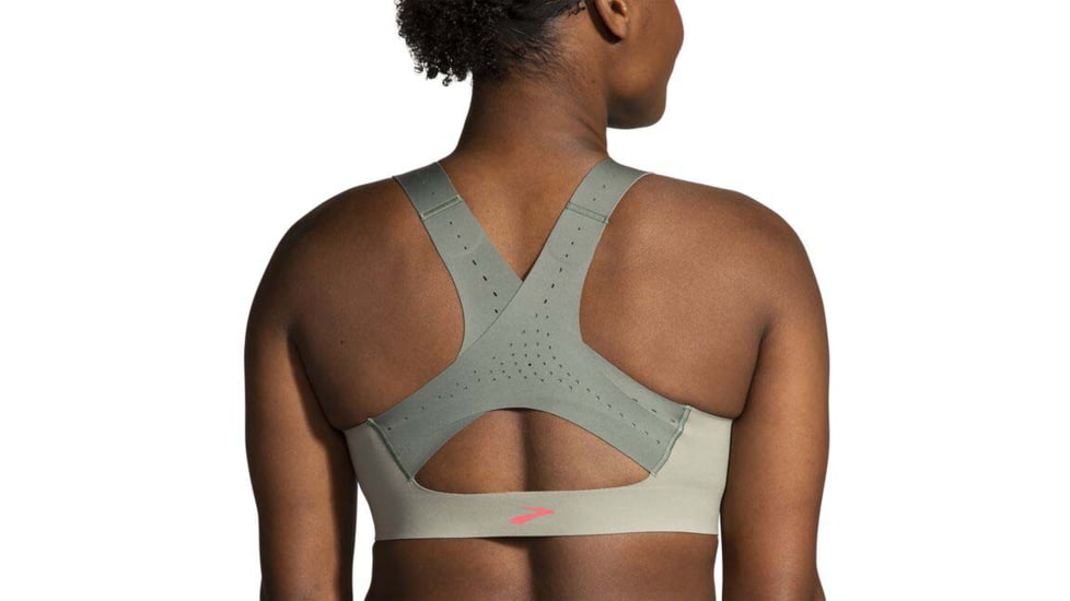 Brooks Dare Zip Run Bra 2.0 - Womens, Pebble/Dark Pebble/Cool Mint, 36DE, 350083326.036DE